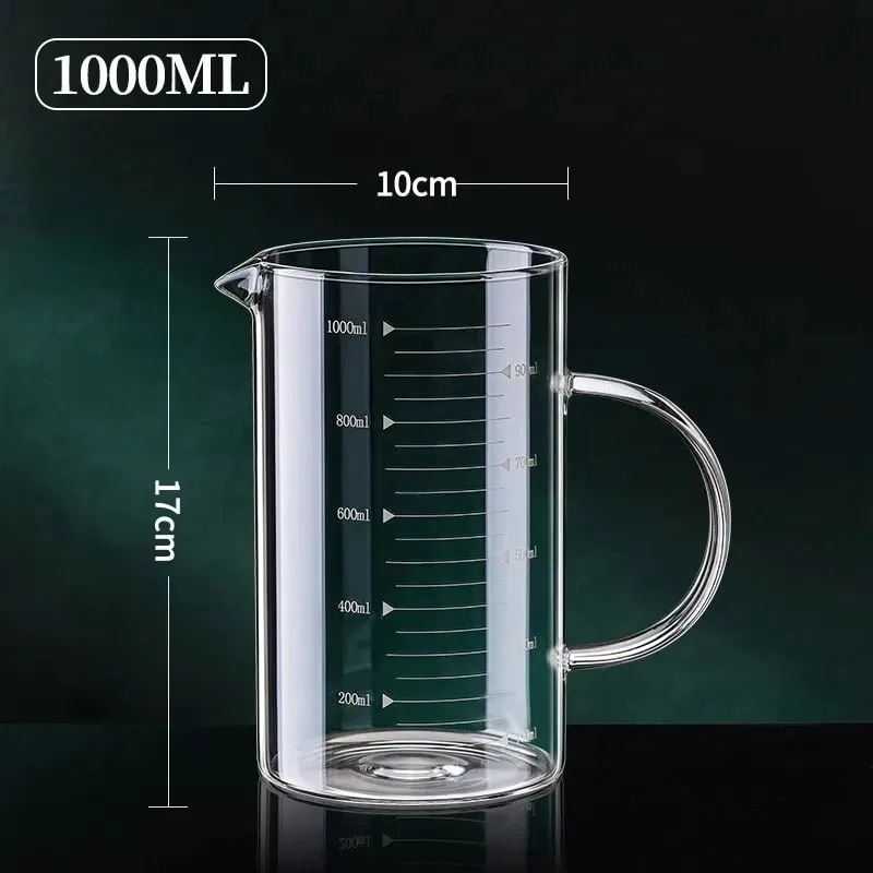 1/2pcs Glass Measuring Cup With Handle Heat-resistant Laboratory Beaker Kitchen Milk Coffe Measuring Mug 250/350/500/1000ml — image 12