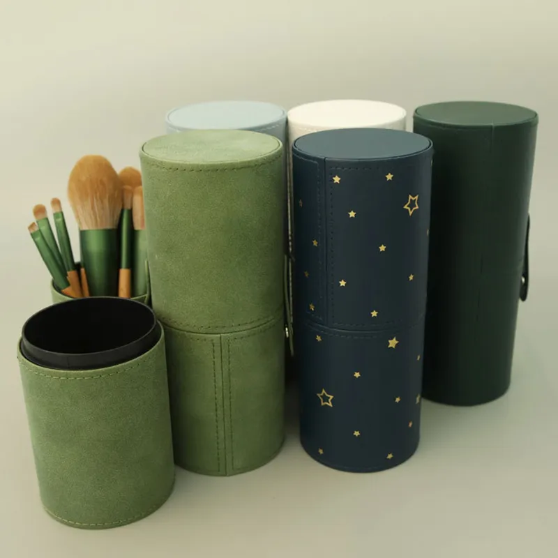 PU Leather Makeup Brush Bucket Portable Travel Cosmetic Bag Multi-Function Dust-Proof Waterproof Makeup Brush Cylinder — image 6