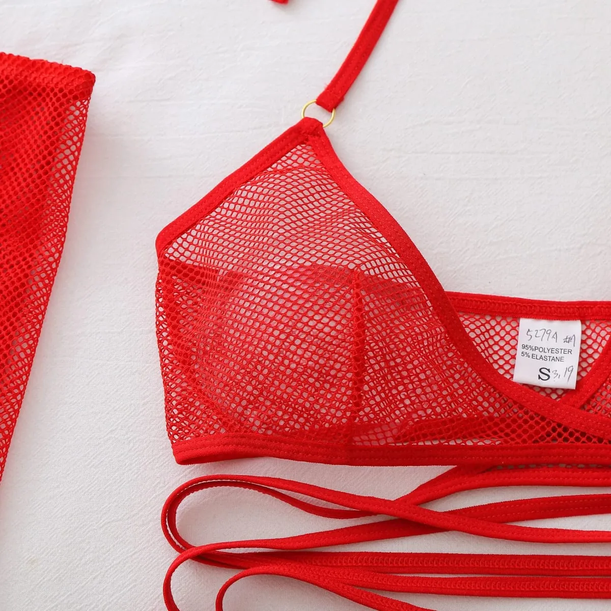 Sexy hot Lingеrie Trendy new comfortable and breathable fishnet sexy halter body-shaping lingerie set with sleeves — image 6