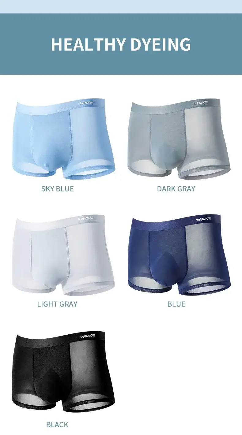 MiiOW 3Pcs 얇은 얼음 실크 남자 Boxershorts Graphene 항균 남자 속옷 통기성 남자 팬티 Mens Boxers Briefs 트렁크 — image 9