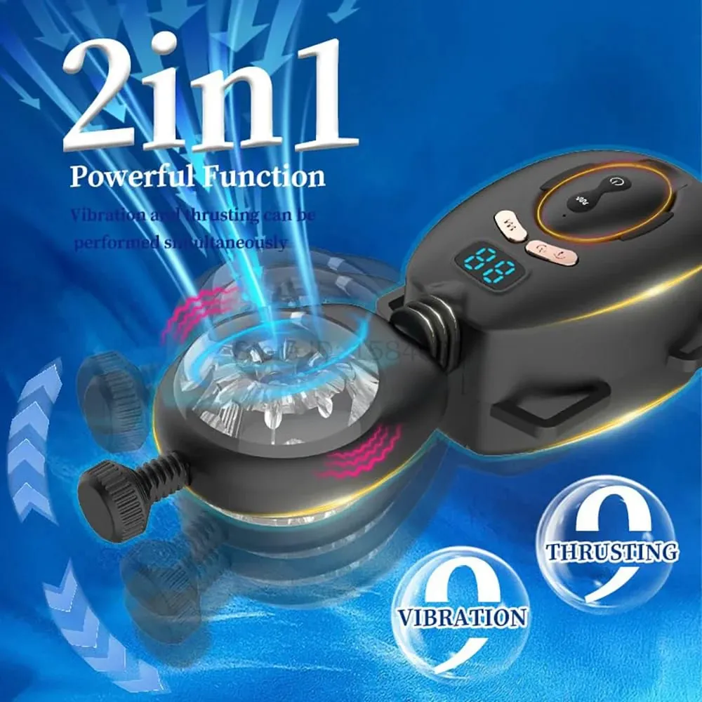 Automatic Thrusting Vibrating Male Masturbator with Wearable Belt Remote Control Hands-free Penis Stroker Sex Toys for Men Adult