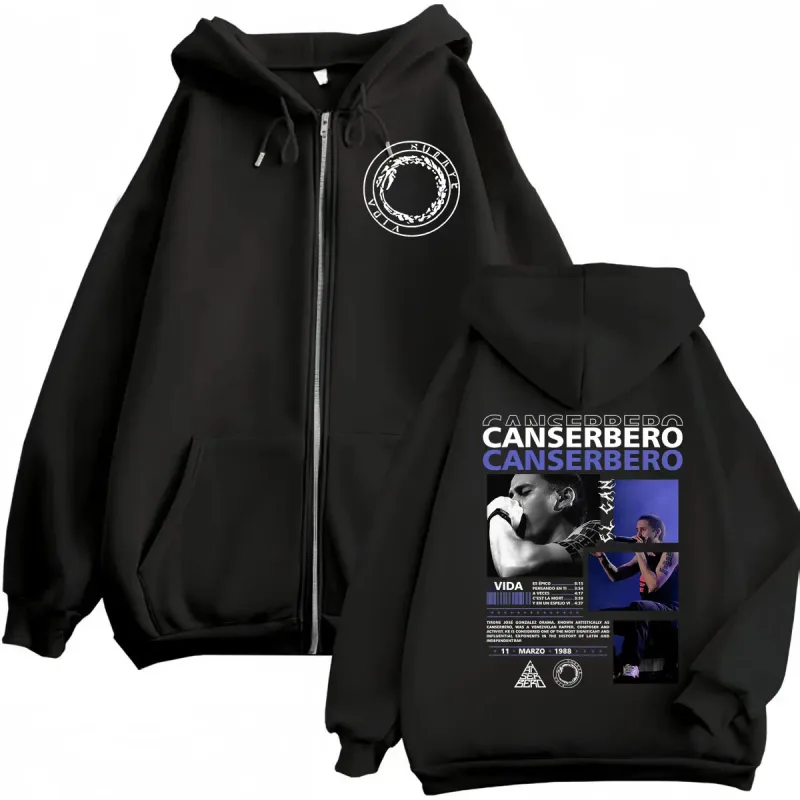 Canserbero All We Need is Love Muerte Vida Merch Zipper Hoodie Men's Fashion Hip Hop Zip Up Sweatshirts Casual Fleece Pullovers