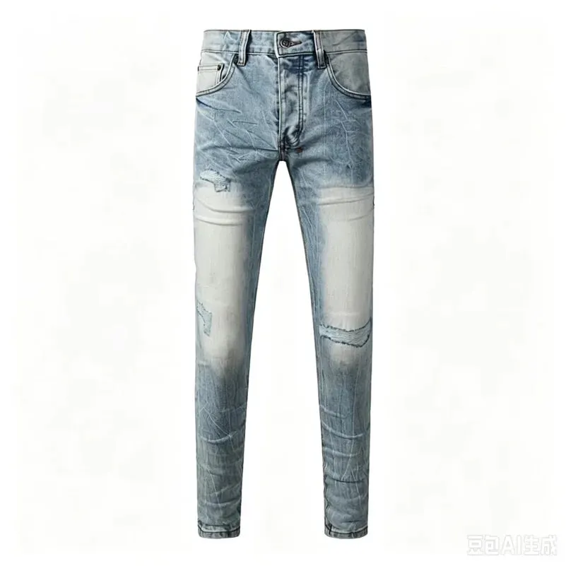 Luxury Streetwear Men's Jeans Americans Style Holes Long Trousers Quality Male Stretch Slim Pants Skinny Trousers — image 12