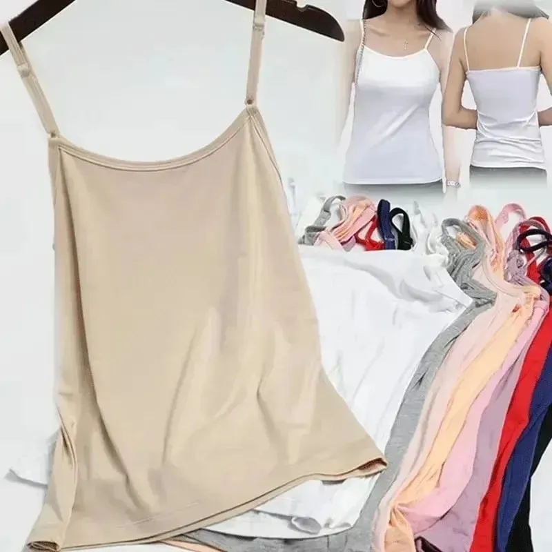 Cotton Feel Solid Sling Camisole Women Crop Top 35-75kg Sleeveless Sexy Slimming Vest Tank Base Tee Underwear Daily Staple 2026 — image 4