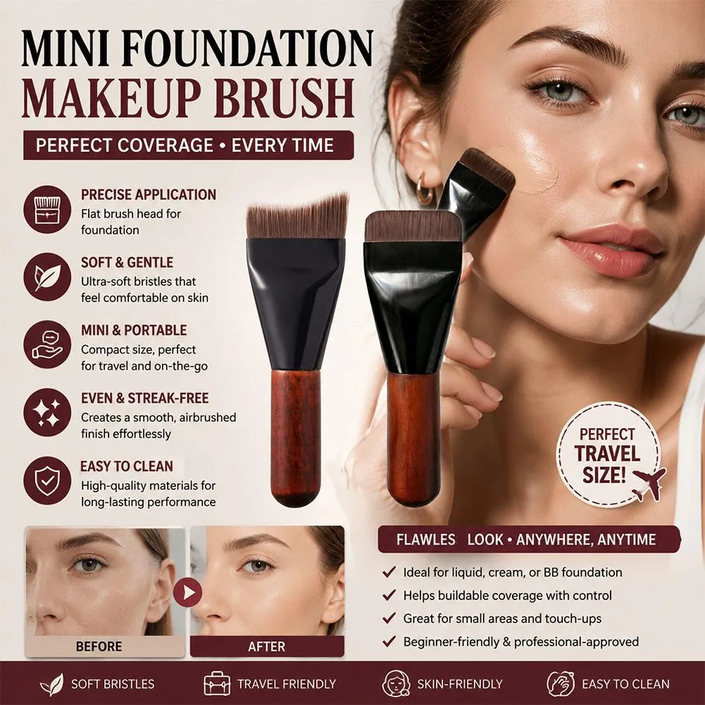 Fish Tail Foundation Brush Ultra Thin Liquid Makeup Brushes Wood Grain Handle Flat Face Contouring Cream Powder Blender