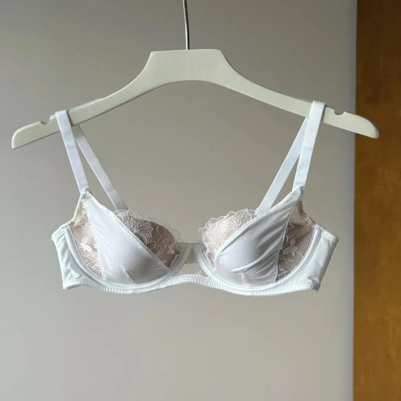 Conjunto de Lingerie Renda Bordada Sexy Para Mulheres Sutiã Minimizador Arame Macio Anti Flacidez Confortável Uso Diário — image 5