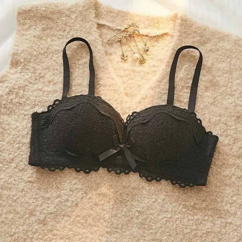 Lace Sexy Lingerie Set Push Up Thick Padded Small Breast Enhance Shaping Half Cup Bra Concealed Brief Intimates Underwear — image 16