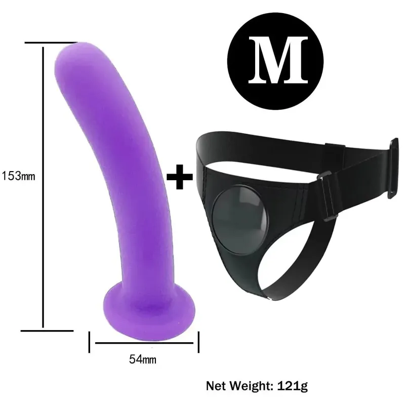 Adjustable Silicone Strap On Dildo Harness with Strong Suction Cup Slim Curved Pegging Dildo Wearable Sex Toy for Women Men Cou — image 21