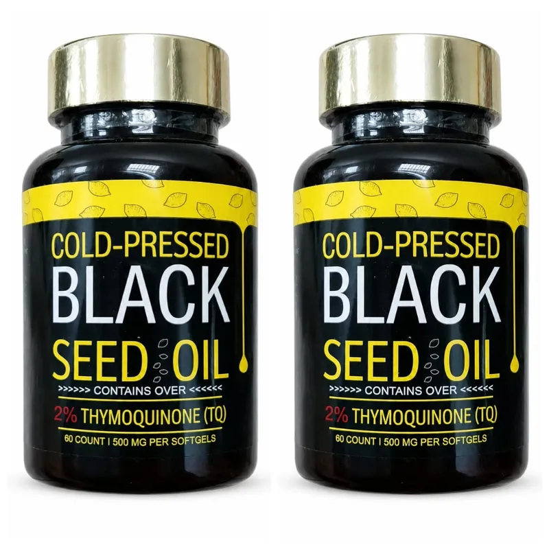 Kaltgepresste Schwarzkümmelöl-Kapseln enthalten 1000 mg natürliches Nigella-Sativa-Öl – tägliche Kräuterergänzung, 60 Stück pro Flasche
