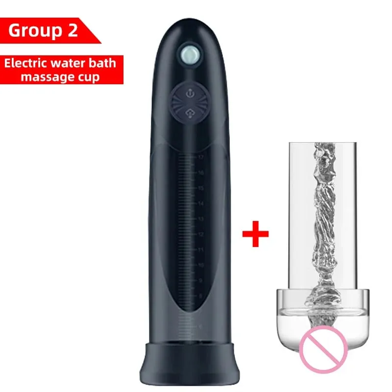 Electric Penis Pump Water Bath Penis Massage Enlarger Enlargement Vacuum Pump Penile Bigger Thicken Trainer Sex Toys for Men
