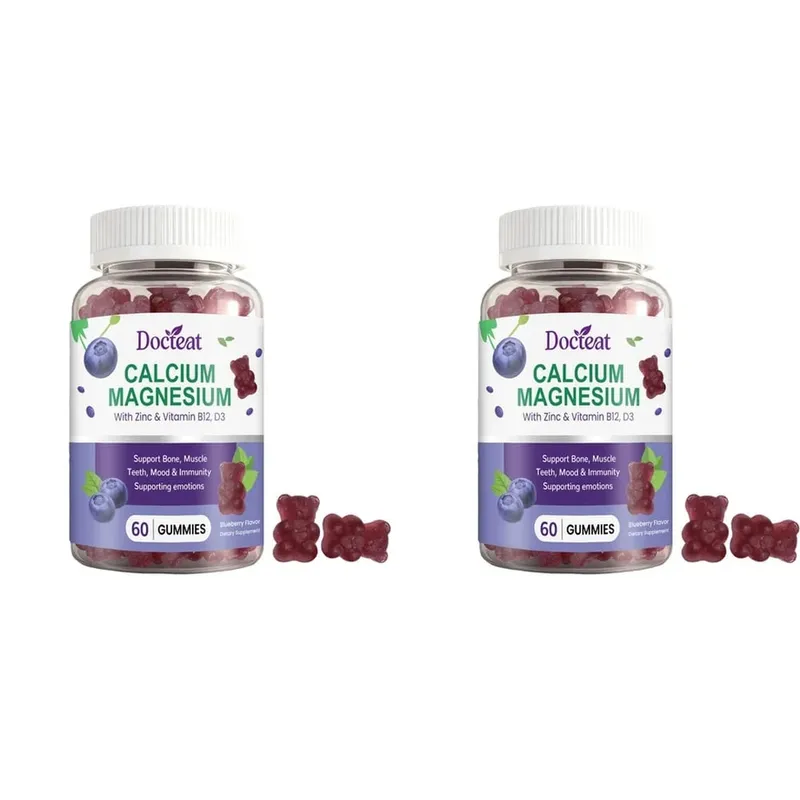 แคลเซียมแมกนีเซียม Gummies พร้อมสังกะสีและวิตามิน D3 B12 และ B6 สำหรับฟันกระดูก Mood & ภูมิคุ้มกัน 60 Gummies