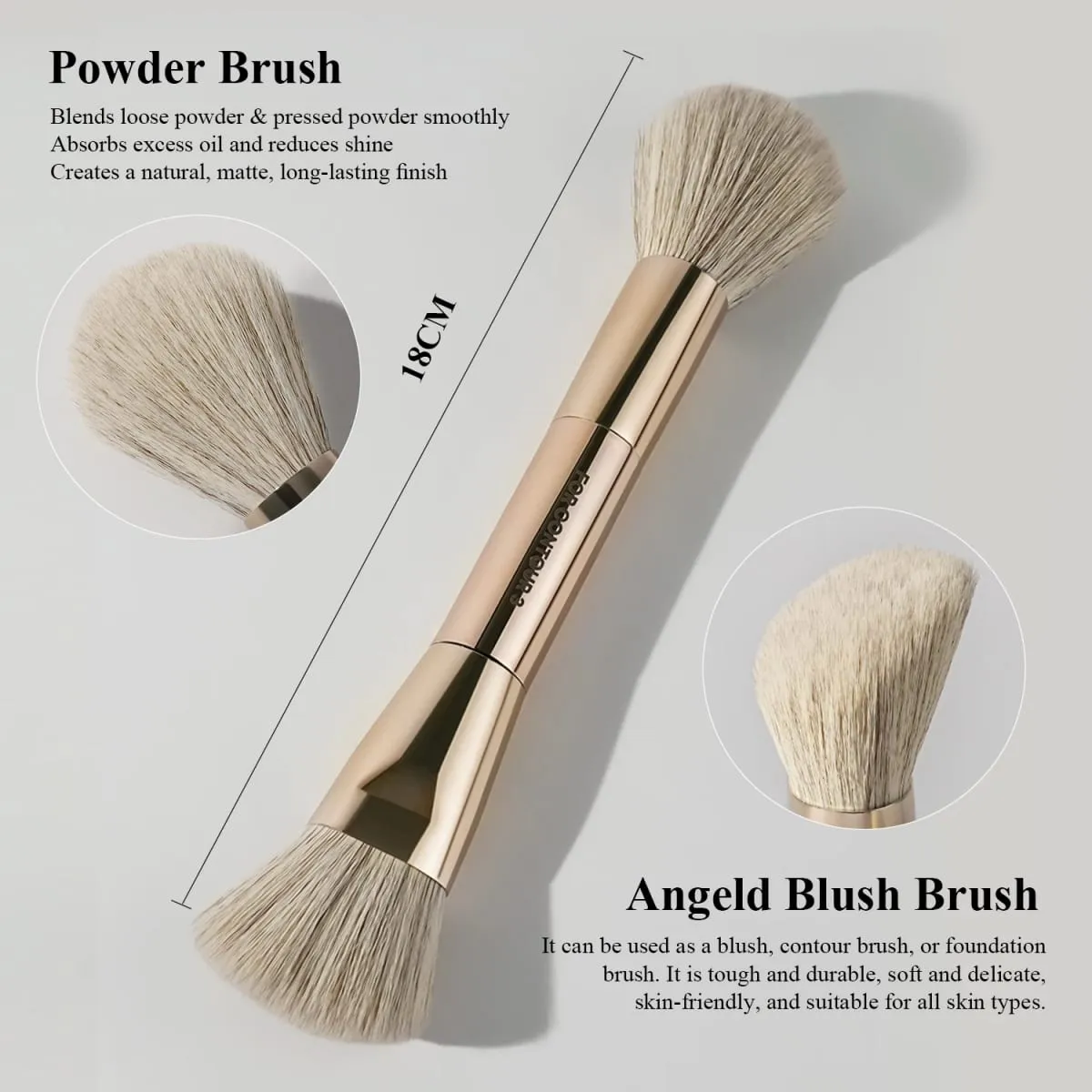 Makeup Brush Set Double-Sided Makeup Brushes for Foundation Contour Blush Blending Eyebrow and Eye Shadow Fiber Bright Cyan