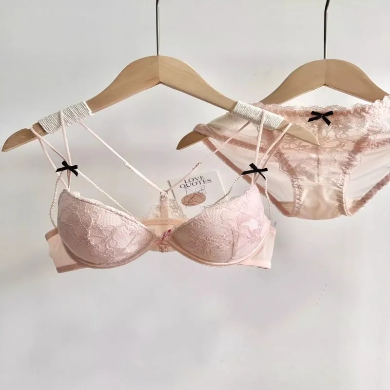 Conjunto de Lingerie Feminina com Fecho Frontal Sutiã Push-Up Sem Aro Com Bojo Fino Alças Delicadas Sexy e Requintado — image 8