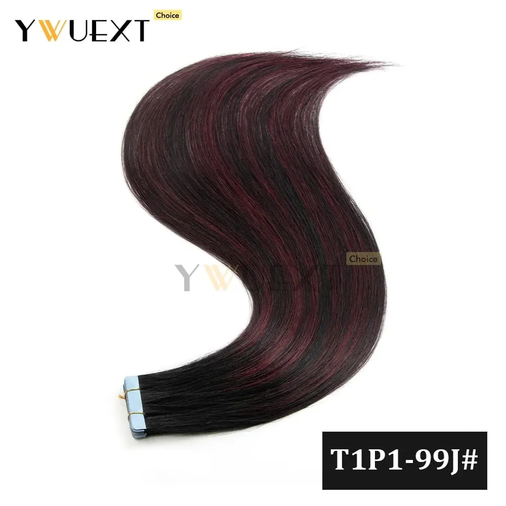 20pcs/Pack Gradient Colors Tape in Human Hair Extensions Add Volume And Length for Women 30g 16-20 inches Salon Quality YWUEXT