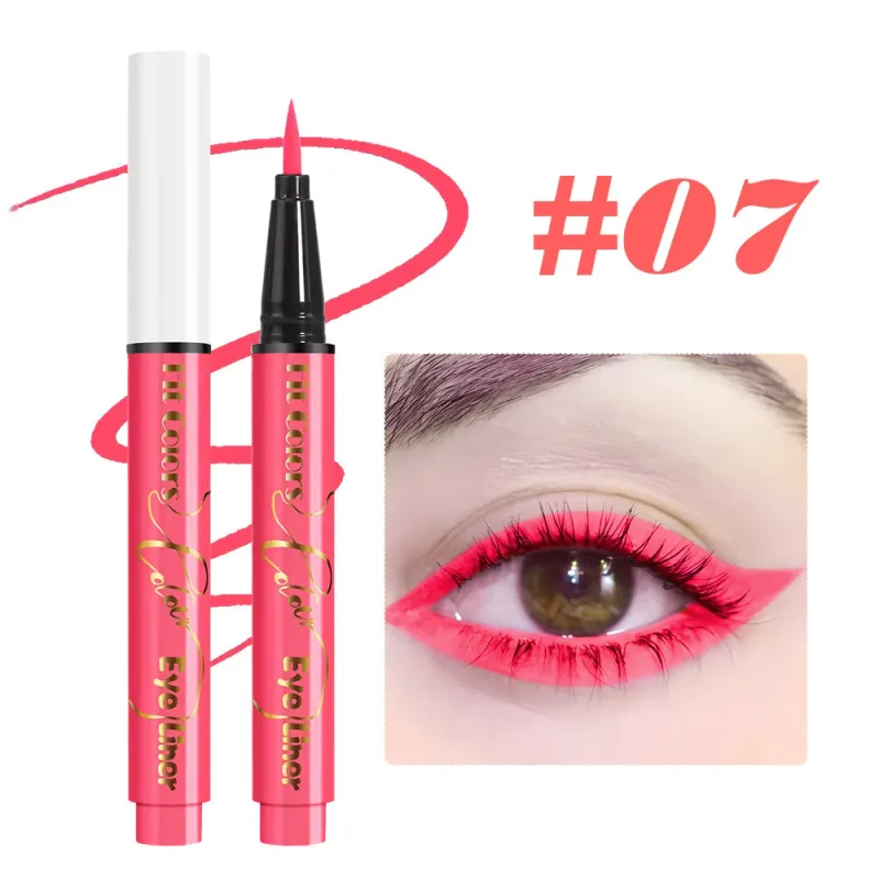 12-color UV Fluorescent Eyeliner Pen Neon UV Reactive Liquid Eyeliner Waterproof Long Lasting Matte Colorful Eye Liner Makeup