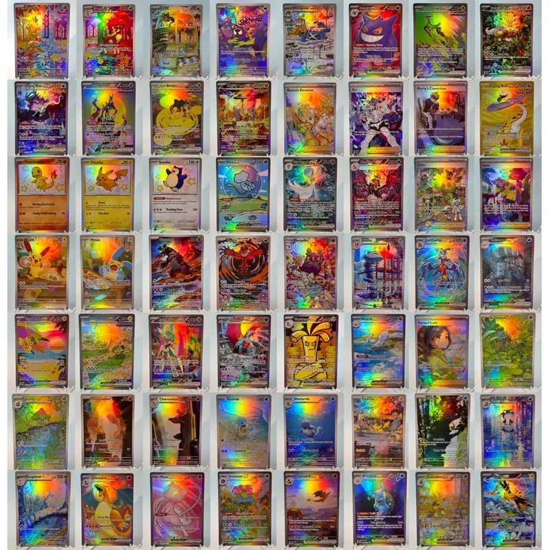 Pokémon 151 PKM Cards PTCG3-D Bulbasaur Squirt Rainbow Gengar ex Holographic Ex GX Rare Collection Battle Toys Gifts for Hobbies