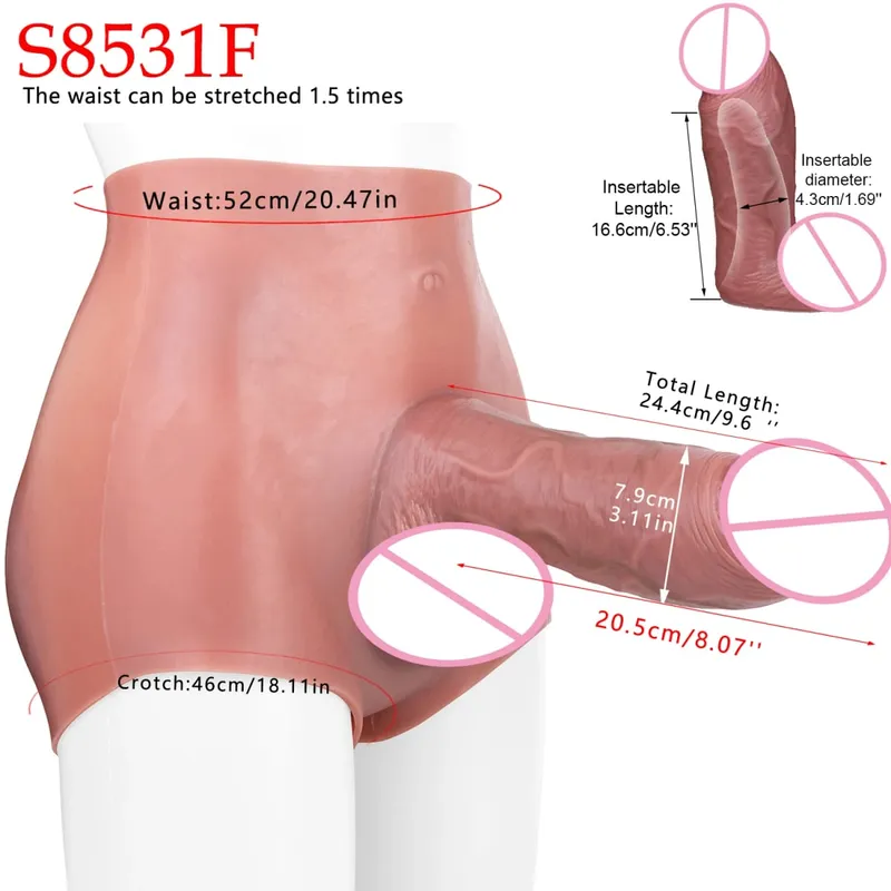 Cintura alta realista pênis manga насадка на член cinta em calcinha vibrador oco silicone extensor pau brinquedo sexual para homem — image 3