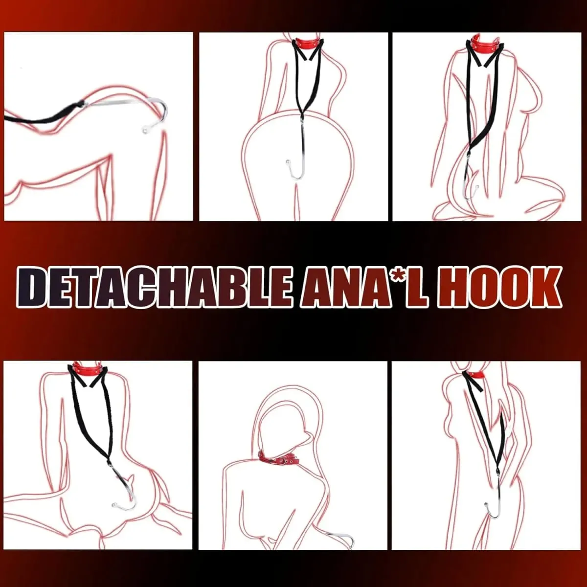 SM Couple Anal Hook Sex Bondage Restraint Set BDSM Leather Chain Stainless Steel Adult Sex Toys For Men Adjustable Harness — image 2