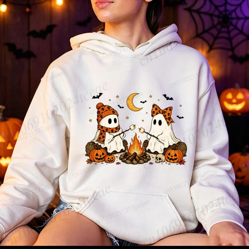Halloween-Cute-Ghost-Camping-Fall Men's Women Hoodies Vintage Sweatshirts Fall Pumpkin Hooded Hoodies Spooky Season Sportwears — image 9