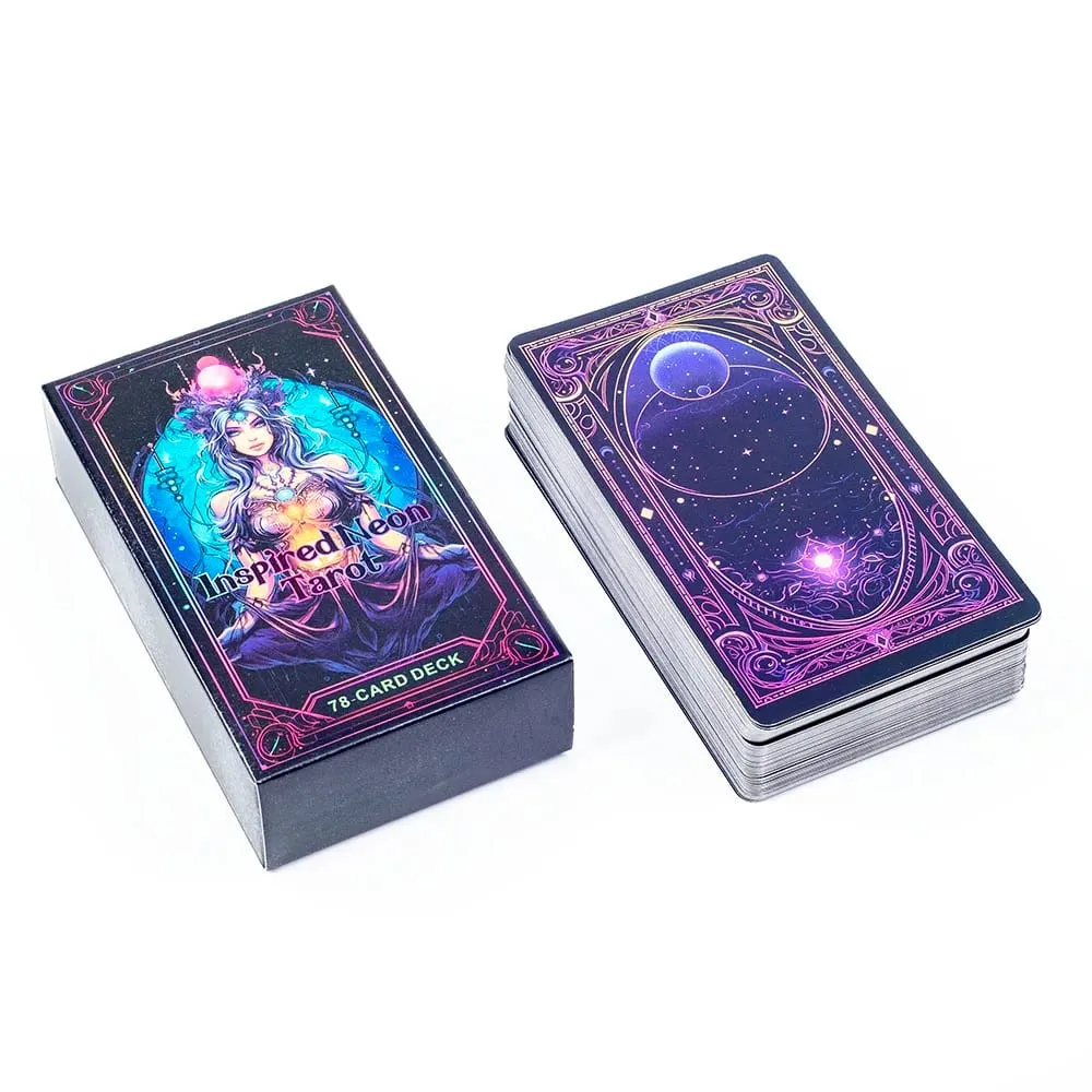 Inspired Neon Tarot Deck 78 Cards English Visions Divination Edition 10.3x6cm Board for Playing Games And Divination — image 1