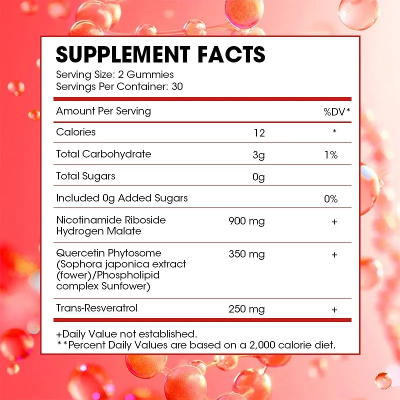 Kexinsh NAD Gummies Supplement Aging Defense Liposomal NAD Nicotinamide Riboside Resveratrol 1500mg Nad Plus Vitamin B3 D3