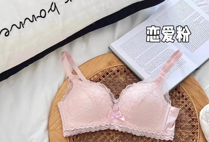 Japanese Anime Lace Bra Set Push Up Wireless Bralette Small Bust Seamless Sexy Triangle Cup Lingerie Set Spring Summer MOYISU — image 9