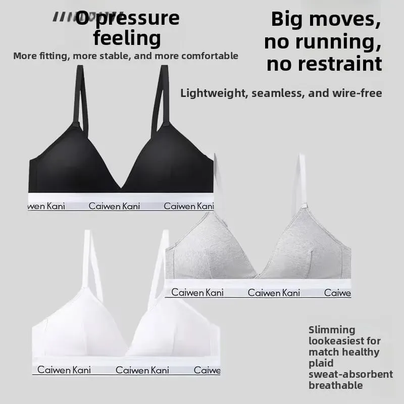 Pure Cotton Wireless Bra Set Sexy Gathered Women's Underwear Triangle Panty Comfortable Breathable Eco-Friendly Cotton Bra — image 1