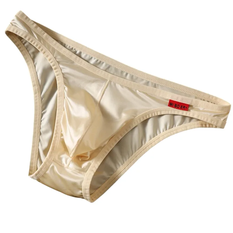 Men Low Waist Satinlike Ice Silk Stretch Brief Underwear Breathable Pouch Soft Fabric Underpants for Multiple Seasons — image 8