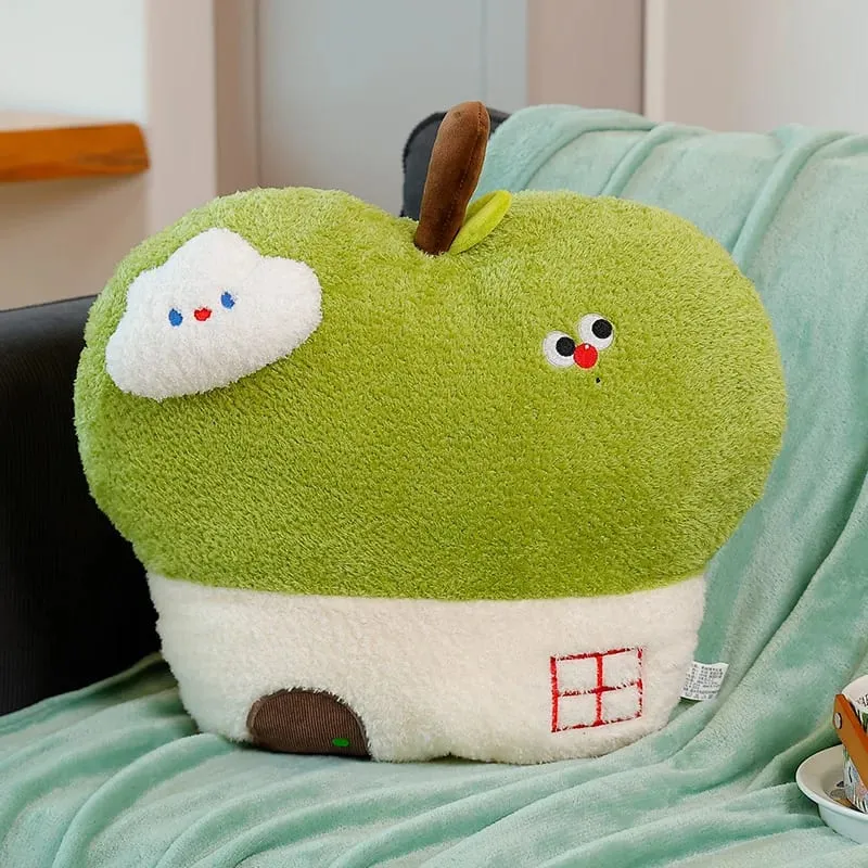 Cute Apple House Plush Pillow Optional With Blanket 2‑in‑1 Throw Cushion Kawaii Fruit Stuffed Pillow Sofa Bedroom Decor Gift — image 3