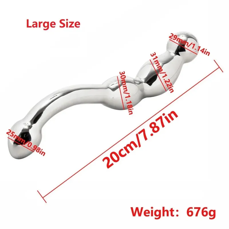 Stainless Steel Double Dildo G Spot Massager Metal Heavy Anal Beads Butt Plug Dildo Fake Penis Sex Toy For Man Woman — image 8