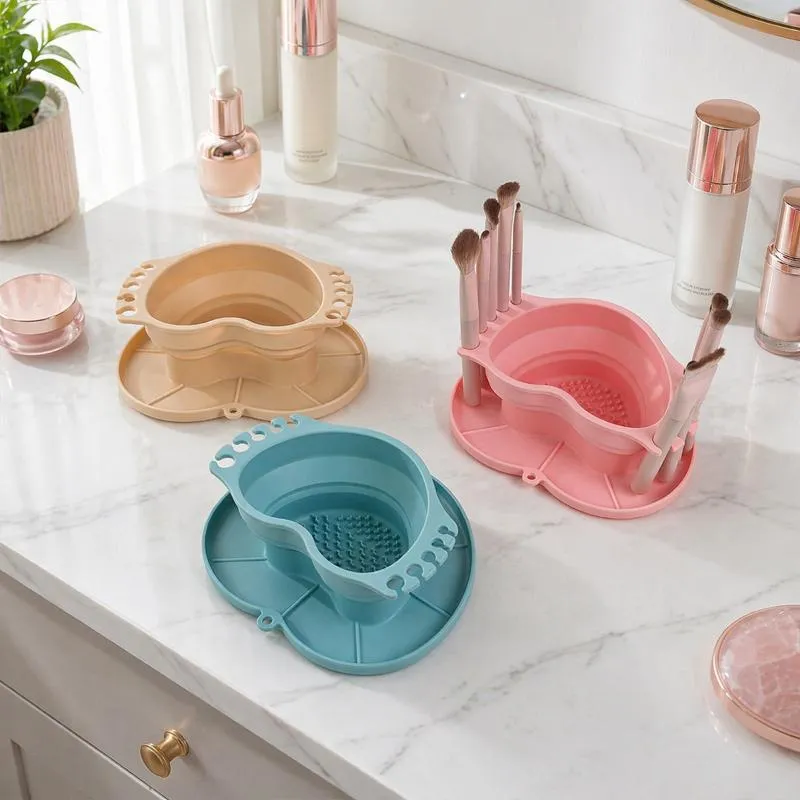 Seau de lavage pliable en Silicone, sans BPA, facile à nettoyer, pour pinceaux, pinceaux de maquillage, usage artistique en voyage à domicile