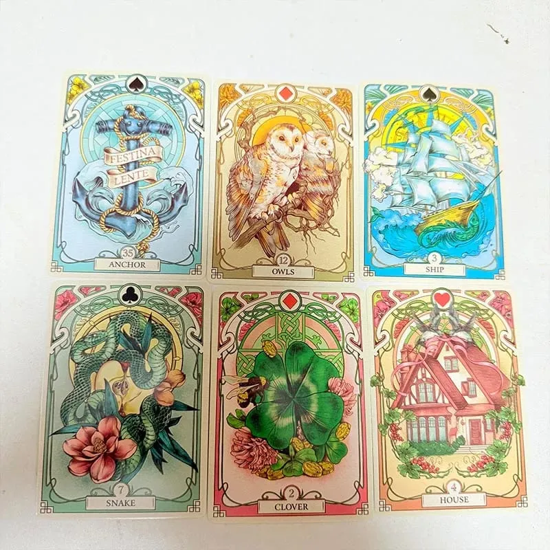 Ρομαντικά Lenormand Oracle Cards 37 Deck Art Nouveau English Vision Επιτραπέζια παιχνίδια για Party Family Women Deck — image 4