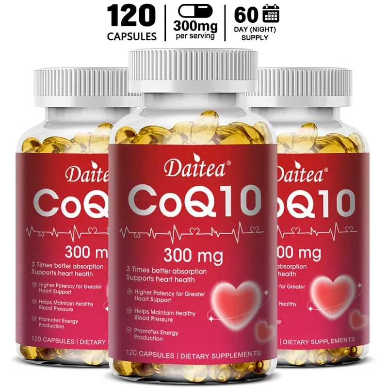 Coenzyme Q10 - 300 Mg Supports Energy Cognitive Ability and Heart Brain and Cell Health Antioxidant Improves Sleep Quality