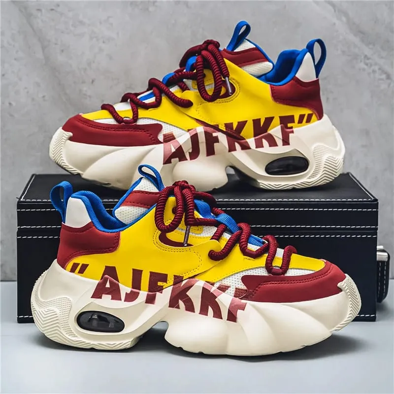 Two Tone Men Casual Sneakers Thick Sole Height Increase Air Cushion Breathable Fashion Daily Sports Shoes — image 3