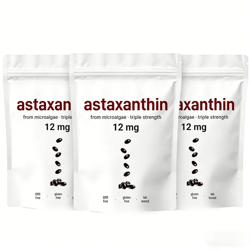 Astaxanthin 12mg Softgels - Antioksidan Harian Menyokong 120 Kapsul Non-GMO Tanpa Gluten Bebas Soya 120 Kapsul untuk Dewasa