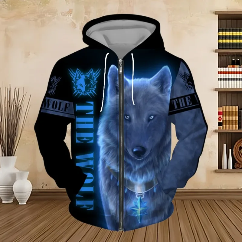 Spring and Autumn Men's Hoodie Sweatshirt 3D Digital Print Tiger Series Zip up Hoodies Fashion Personalized Sweatshirt for Men — image 12