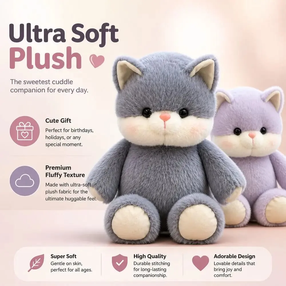 New Design Soft Cat Animal Pillow Emotional Support 17.7inch Cat Pattern Cute Pillow
