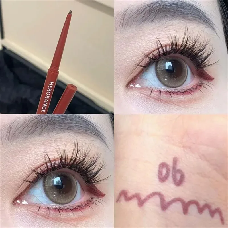 12 Colors Eyeliner Pencil Wine Red Waterproof Lasting Matte Brown Eyeshadow Contour Stick High Pigment Lying Silkworm Eye Makeup