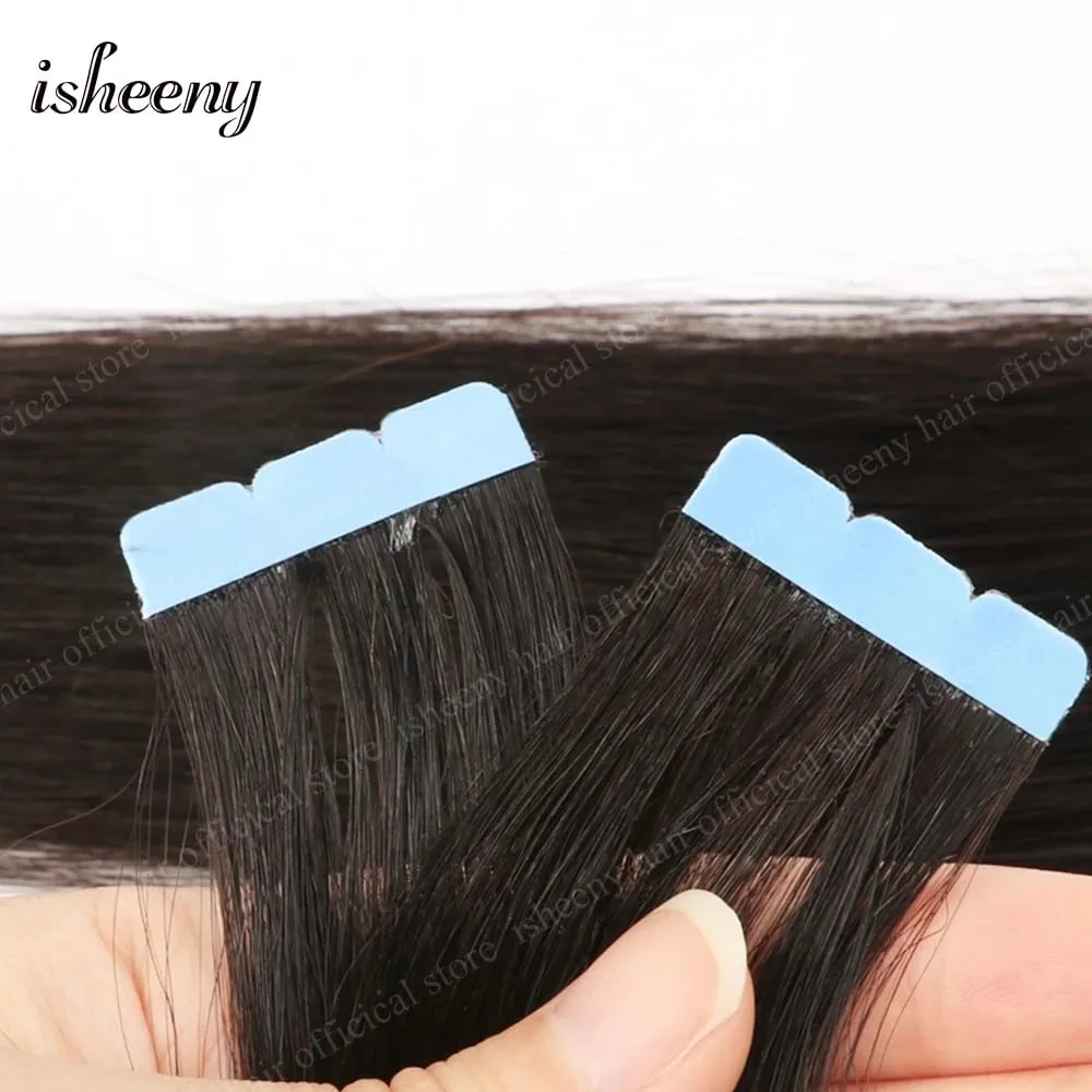 Isheeny Blonde Mini Tape in Human Hair Extensions 12-24 Inches Seamless Tape Hair On Glue Tape Tabs 10pcs/pack — image 8