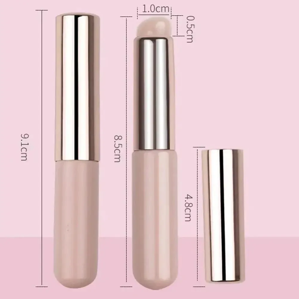 1Pc Silicone Lip Brushes with Cover Cap Concealer Brush Like Fingertips Q Soft Lipstick Makeup Brushes Round Head No Broken Pink — image 4