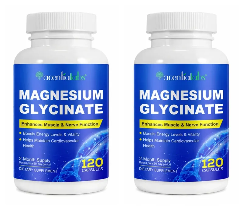 Acentiallabs Magnesiumglycinaat 120 capsules - Puur biologisch Vegetarisch Ondersteunt de gezondheid van de botten Slaap- en spierzenuwondersteuning