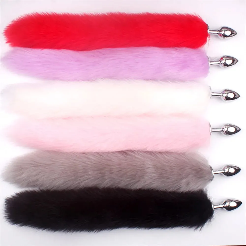 Plush Rabbit Tail Fox Tail Anal Plug Metal Butt Plug Prostate Massager BDSM Cosplay Erotic Sex Toy for Women Adults Sex Toy Gift