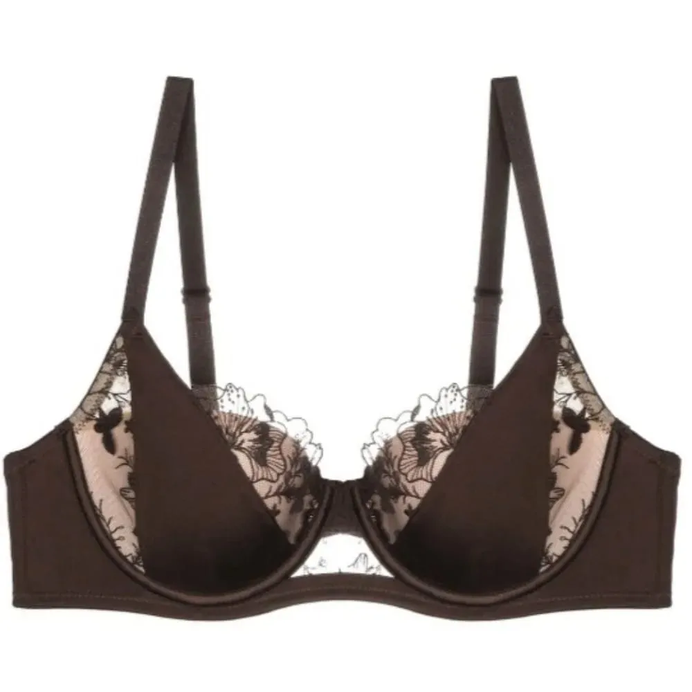 セクシーなBANERDANNI ชุดชั้นในลูกไม้สไตล์ฝรั่งเศสชุดบล็อกสีนุ่ม Underwire ถ้วยบาง Minimizer ลิฟท์สนับสนุน Comfort ชุดชั้นในสตรี M-40 — image 2