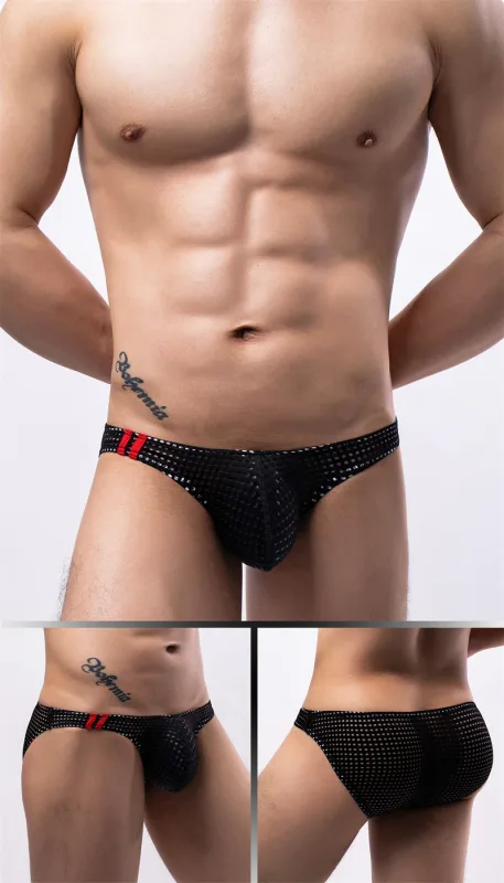 Mannen Slips Zomer Ademende Gaten Ondergoed U Bolle Dunne Lage Taille Heren Ondergoed Slips Slip Onderbroek Calzoncillos