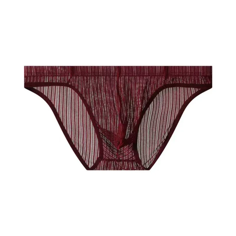 Men Briefs Stripe Mesh Ice Silk Underwear Ultra-Thin Bikini Breathable Translucent U Convex Pouch Exotic Lingerie String Homme — image 5