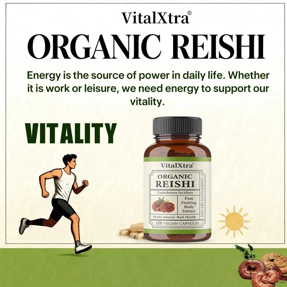 Reishi Mushroom Capsules 1000mg Ganoderma Lucidum Supports Immune Health Relaxation Sleep & Natural Energy Vegan Non-GMO