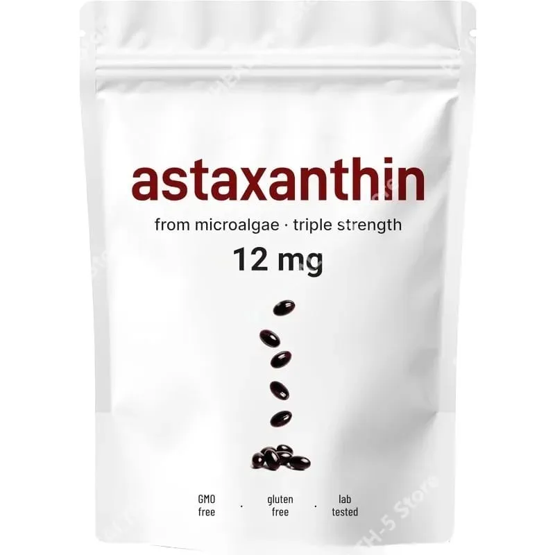Astaxanthin 12mg Softgels - Antioksidan Harian Menyokong 120 Kapsul Non-GMO Tanpa Gluten Bebas Soya 120 Kapsul untuk Dewasa