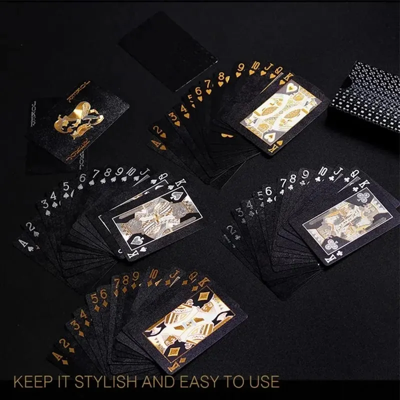 Black Gold Waterproof Magic Poker Card Set Skeleton Poker Card Game Deck Magic Prop Box Set Board Game Gift Set