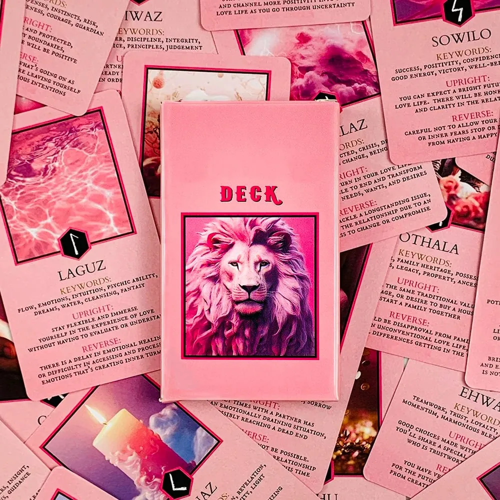 Carte oracoli rosa per guida alle relazioni e divinazione - Significati delle rune Futhark anziani perfette per collezionisti e regali — image 1
