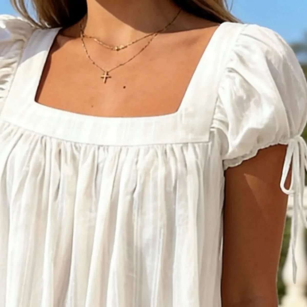 Lamuusaa y2k Coquette Đầm Mùa Hè Nữ Cổ Vuông Tay Ngắn Chữ A Mini Xù Lông Váy để Mua Sắm Hàng Ngày Văn Phòng Du Lịch
